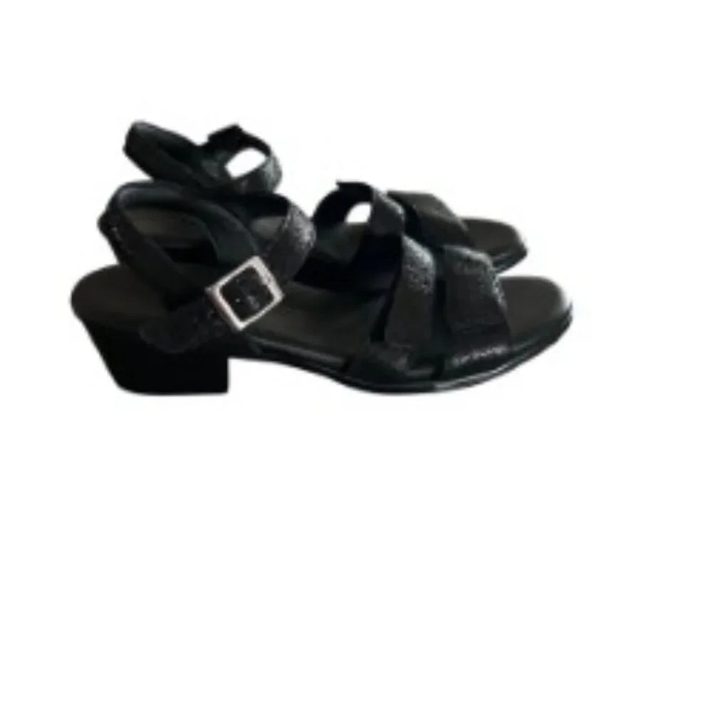 SAS Savanna Black Heel Strap Sandal 7.5
